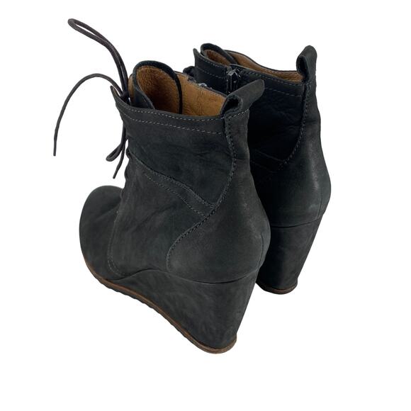 BIALA' Sz 39 Alyssa Lace-Up Leather Wedge Bootie Suede Leather Side Zip Lace Up - Picture 8 of 14